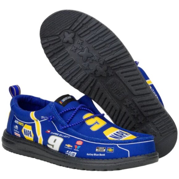 NEW Hey Dude Wally Nascar Chase Elliott Blue Multi Casual Slip On Shoe US 9 - Picture 4 of 6